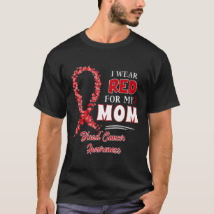 T-shirt Je Porte Rouge Pour Ma Mère Ruban Rouge Cancer Du