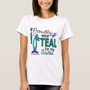 T-shirt Je porte Teal pour mon Cancer ovarien de la soeur