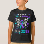 T-shirt Je Porte Turquoise & Purple Pour Mon Cousin (Devant)