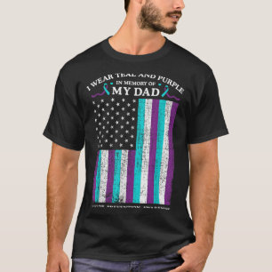 T-shirt Je Porte Turquoise & ; Violet En Mémoire De Mon