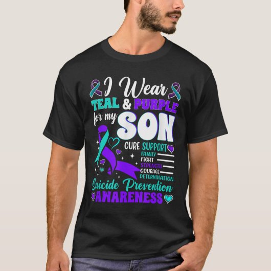 T-shirt Je Porte Turquoise & Violet Pour Mon Fils Suic (Devant)