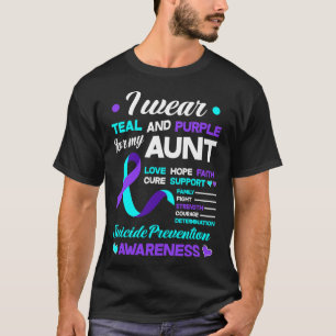 T-shirt Je porte Turquoise et pourpre pour ma tante Suicid