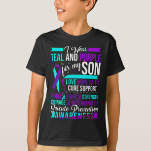T-shirt Je porte Turquoise et pourpre pour mon fils Suicid