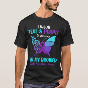 T-shirt Je Porte Turquoise Et Violet En Mémoire De Frère S