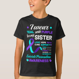 T-shirt Je Porte Turquoise Et Violet Pour Ma Soeur Suicide