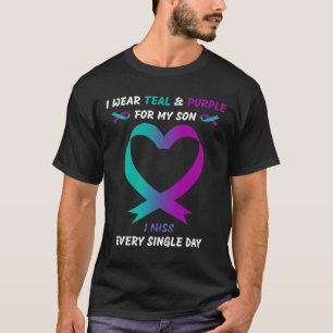 T-shirt Je Porte Turquoise Et Violet Pour Mon Fils Je Manq