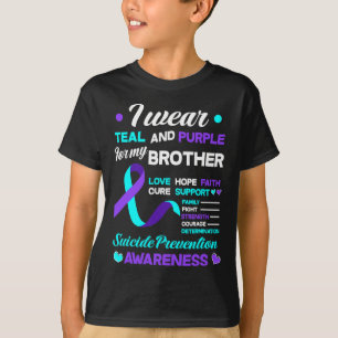 T-shirt Je Porte Turquoise Et Violet Pour Mon Frère Suicid