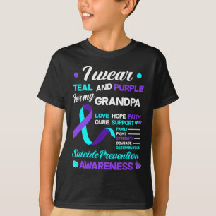 T-shirt Je Porte Turquoise Et Violet Pour Mon Grand-Père S