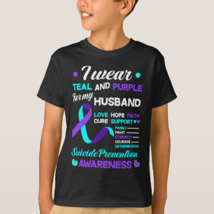 T-shirt Je Porte Turquoise Et Violet Pour Mon Mari Suicide