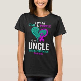 T-shirt Je Porte Turquoise Et Violet Pour Mon Oncle Suicid