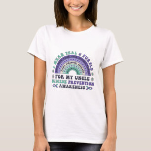 T-shirt Je Porte Turquoise Et Violet Pour Mon Oncle Suicid
