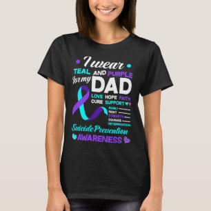 T-shirt Je Porte Turquoise Et Violet Pour Mon Papa Suicide