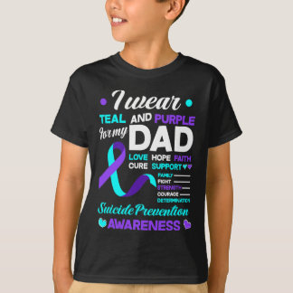 T-shirt Je porte Turquoise et violet pour mon père Suicide