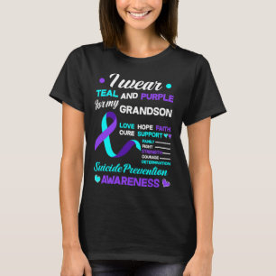 T-shirt Je Porte Turquoise Et Violet Pour Mon Petit-Fils S