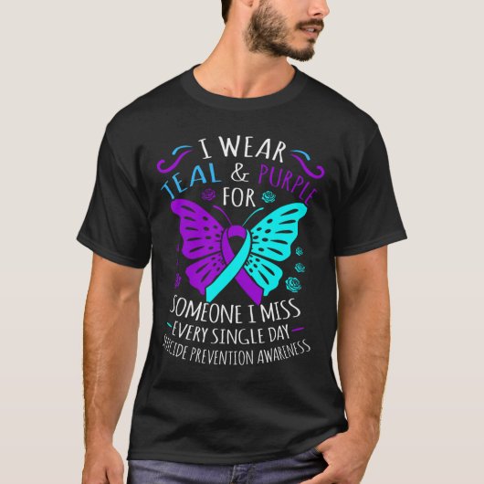 T-shirt Je Porte Turquoise Et Violet Pour Quelqu'Un Que Je (Devant)