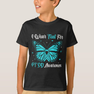 T-shirt Je Porte Turquoise Pour Le Ruban Papillon De Sensi