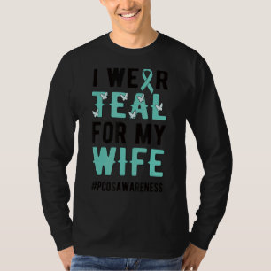 T-shirt Je Porte Turquoise Pour Ma Femme Polykystique Ovai