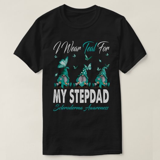 T-shirt Je Porte Turquoise Pour MON Scléroderme STEPDAD Se (Design devant)