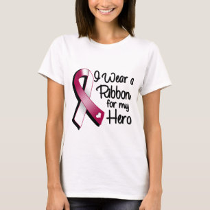 T-shirt Je porte un Bourgogne et un ruban blanc pour mon