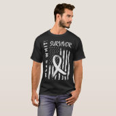 T-shirt Je porte un cancer du poumon blanc Survivant Homme (Devant entier)