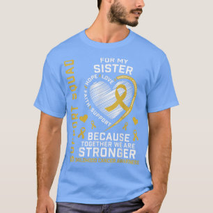 T-shirt Je Porte une Soeur d'Or Soeur de l'Enfance Cancer 