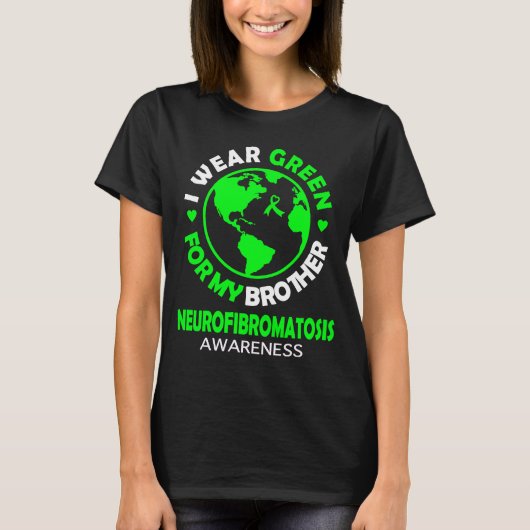 T-shirt Je porte VERT pour mon FRÈRE NEUROFIBROMATOSIS Awa (Devant)