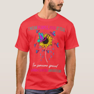 T-shirt Je Porte Violet Turquoise & Rose Thyroïde Cancer S