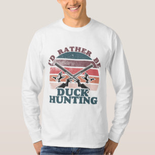 T-shirt Je préfère chasser le canard Retro Sunset