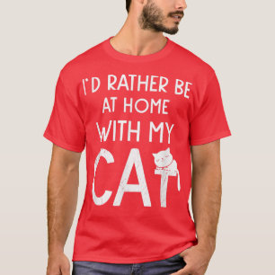 T-shirt Je Préfère Être À La Maison Avec Mon Chat Sleepy K
