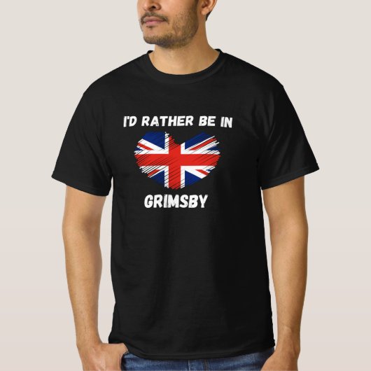 T-shirt Je préfère être dans Grimsby - Union Jack Heart (Devant)