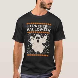 T-shirt Je préfère Halloween Skeleton Père Noël Christmas 