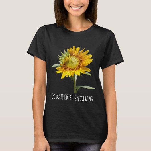 T-shirt Je préfère jardiner ; tournesol (Devant)