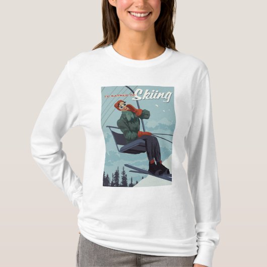 T-shirt Je préfère skier Imprimer (Devant)