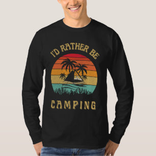 T-shirt Je Préférerais Camping Vintage Sunset Black Sweate