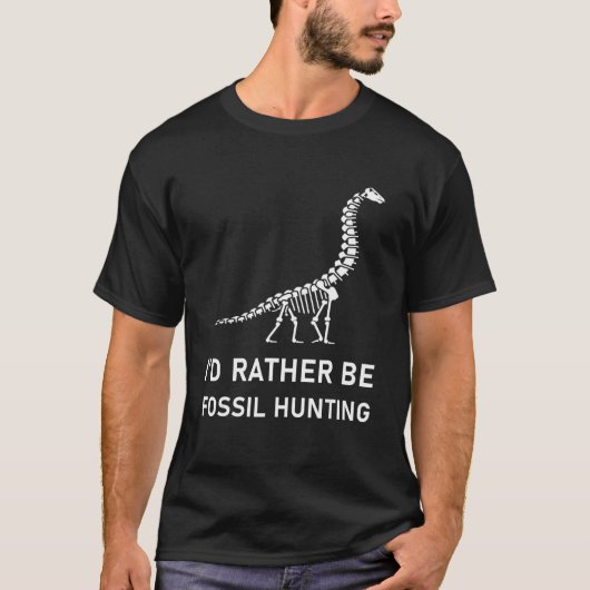 T-shirt Je Préférerais Chasse Fossile - Paléontologue Pale (Devant)