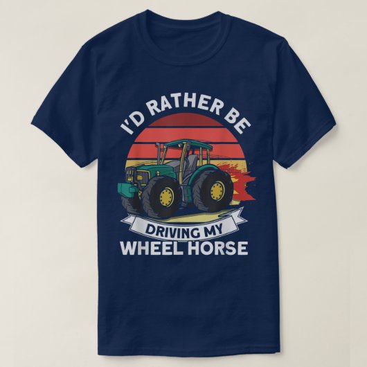 T-shirt Je préférerais conduire mon tracteur à roues (Design devant)