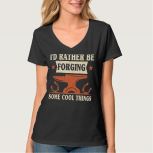 T-shirt Je Préférerais Forger Des Choses Cool Anvil Black