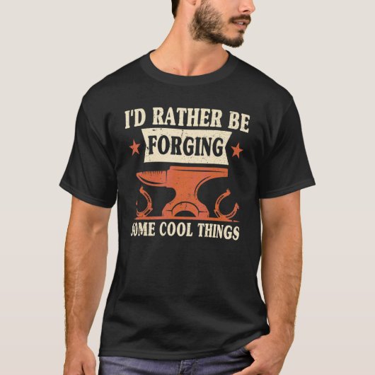 T-shirt Je Préférerais Forger Des Choses Cool Anvil Black (Devant)