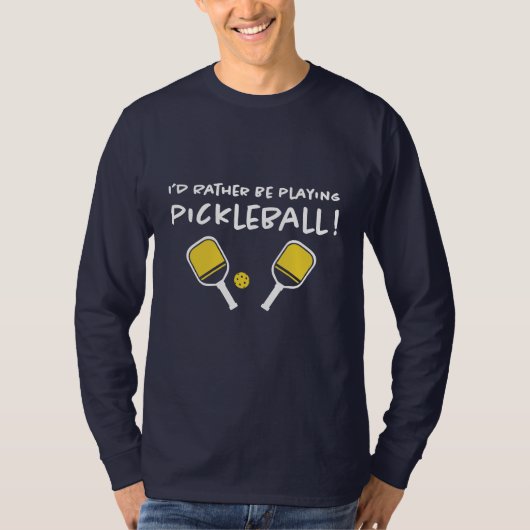 T-shirt Je Préférerais Jouer Pickleball Custom Name Blue (Devant)