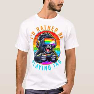 T-shirt Je Préférerais Jouer Tag Gorilla Monke Tag Gorill