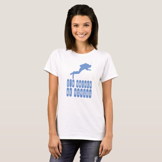 T-shirt Je préférerais plonger. Plongeur (Devant entier)