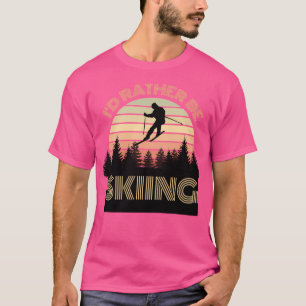 T-shirt Je Préférerais Skier Vintage Coucher De Soleil