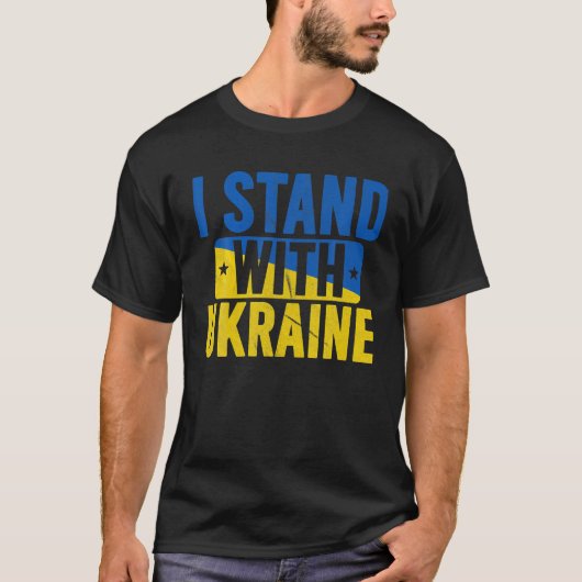 T-shirt Je Prends Position Avec L'Ukraine Pavillon Ukraini (Devant)