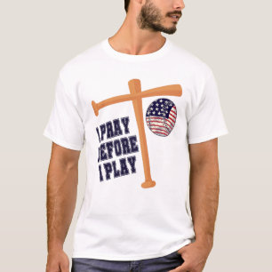 T-shirt Je prie avant de jouer à Basebal Game