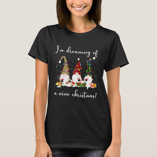 T-shirt Je Rêve D'Un Vin Noël Gnome Drôle Vin (Devant)