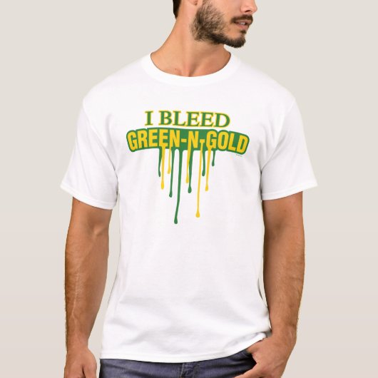 T-shirt Je saigne vert et or (Devant)