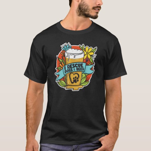 T-shirt Je Secourt Chiens & Bière Paw & Coeur sur Mug (Devant)