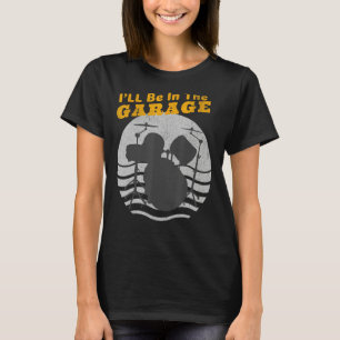 T-shirt Je serai dans le Garage Drum Set Retro Sunset Funn