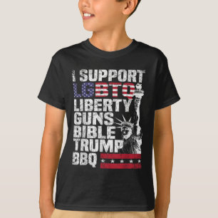 T-shirt Je Soutiens Lgbtq Liberty Guns Bible Trump Bbq