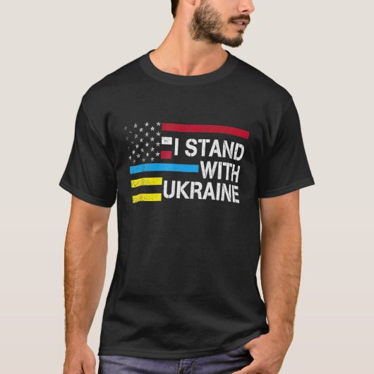 T-shirt Je soutiens l'Ukraine drapeau américain Ukraini (Devant)